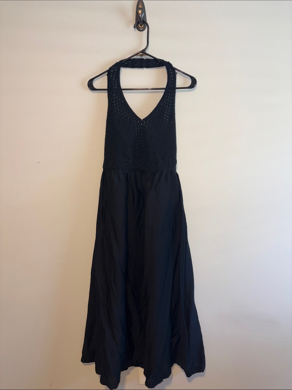 LOFT Black Crochet Halter Maxi Dress